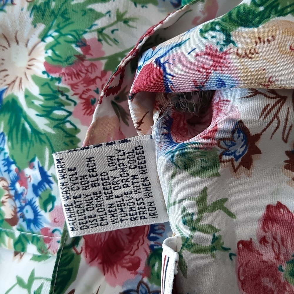 VINTAGE 80s Floral Blouse size XL Button Front Short Sleeve Grannycore - Picture 9 of 9